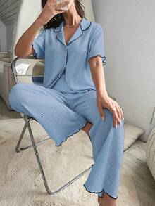 Contrast Piping Bộ giản dị - Màu xanh lam - Xem 5