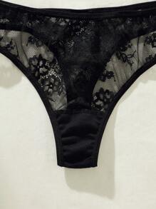 Paquete de 3 bragas con encaje floral, lencería sexy