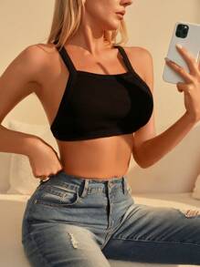 Solid Backless Bralet - Black - View 3