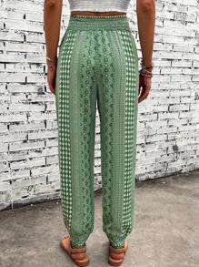 SHEIN LUNE Quần nữ Túi Bộ lạc Boho - Màu xanh Ô liu - Xem 2