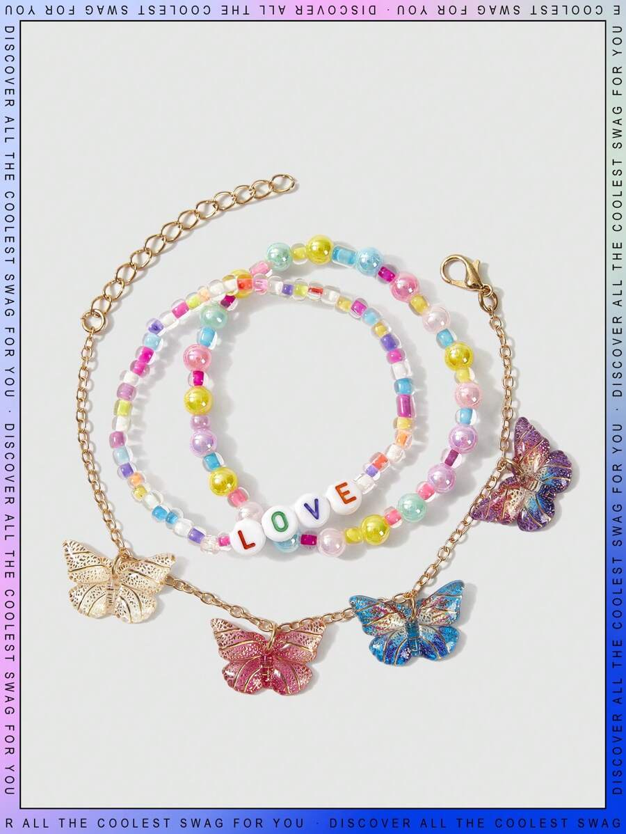 سوار زخرفة فراشة PMMA الزخرفة اليومية اطفال - متعدد الألوان - مشاهدة 1