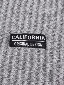 SHEIN EZwear 字母補丁細節木耳邊短款T恤 - 灰色 - 查看 3