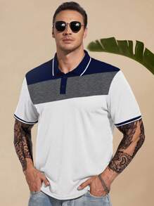 Aesthetic Post 男士撞色條紋飾邊POLO衫 - 白色 - 查看 4