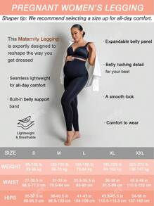 Maternity High Waisted Belly Support Leggings With Expandable Belly Panel