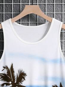 Manfinity RSRT Áo thun & Áo lót Nam Nhiệt đới Ombre Giải trí - Xanh và trắng - Xem 4