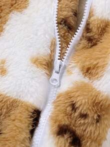 Baby Boy Bear Pattern Hooded Teddy Jumpsuit - Multicolor - View 3