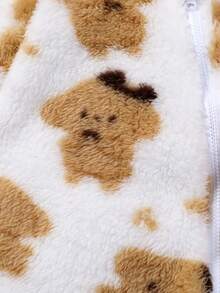 Baby Boy Bear Pattern Hooded Teddy Jumpsuit - Multicolor - View 6