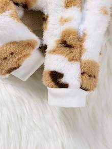 Baby Boy Bear Pattern Hooded Teddy Jumpsuit - Multicolor - View 7