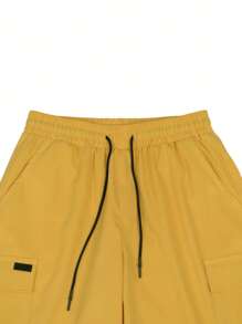 Manfinity Homme Men Flap Pocket Drawstring Waist Oversize Cargo Shorts - Mustard Yellow - View 5
