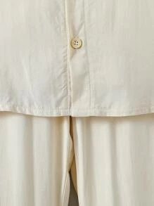 SHEIN 2入組/套 男童寬鬆長袖襯衫和休閒褲套裝 - 卡其色 - 查看 3