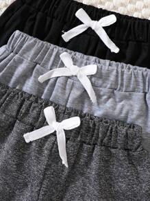 Baby Boy 3pcs Solid Bow Front Sweatpants - Multicolor - View 3