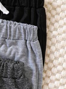 Baby Boy 3pcs Solid Bow Front Sweatpants - Multicolor - View 4