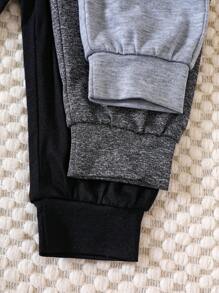 Baby Boy 3pcs Solid Bow Front Sweatpants - Multicolor - View 6