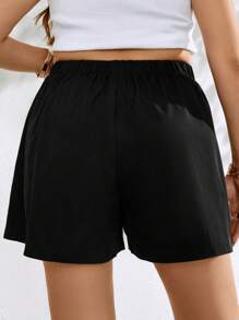 Flirla Shorts con bolsillo con solapa - Negro - Ver 2