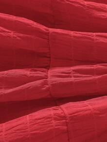 嬰兒拼接網眼刺繡荷葉邊連衣裙 - 紅色 - 查看 6