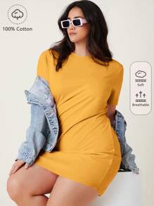 SHEIN BASICS Hơn Chất rắn Váy liền áo vừa vặn - Màu vàng - Xem 1
