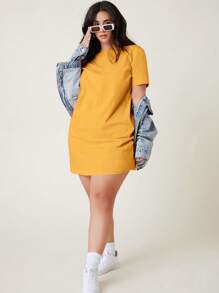 SHEIN BASICS Hơn Chất rắn Váy liền áo vừa vặn - Màu vàng - Xem 4