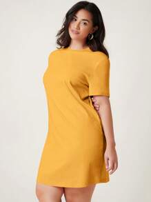 SHEIN BASICS Hơn Chất rắn Váy liền áo vừa vặn - Màu vàng - Xem 5