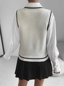 SHEIN Unity Skull Pattern Sweater Vest Without Blouse - Black and White - View 2