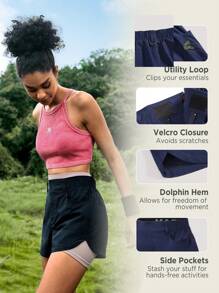 In My Nature Women's Durable Water Repellent Outdoor Hiking Shorts For City Commute And Trekking - Navy Blue - View 2