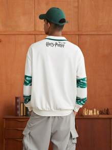HARRY POTTER X SHEIN Heren Grafische lettersprint Oversized Sweatshirts