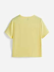 SHEIN BASICS Solid Form Fitted Tee - Yellow - View 2