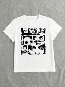 SHEIN EZwear Figure Graphic Tee - White - View 6