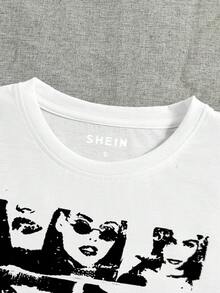 SHEIN EZwear Figure Graphic Tee - White - View 7