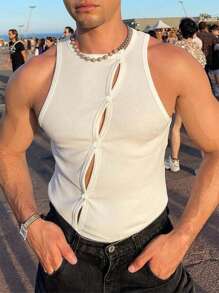 Manfinity Fever City Men Solid Tank Top - White - View 1