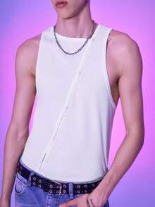 Manfinity Fever City Men Solid Tank Top - White - View 4