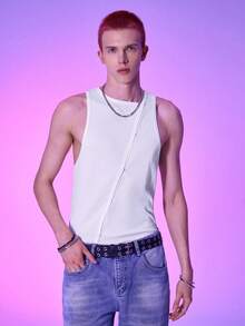 Manfinity Fever City Men Solid Tank Top - White - View 6