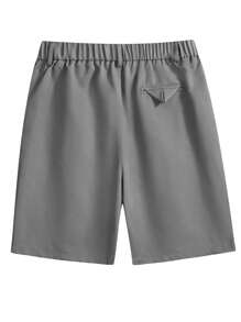 Manfinity Homme 男士斜口袋百慕大短褲 - 深灰色 - 查看 2