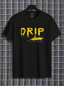 Men Letter Graphic Tee - Black - View 1