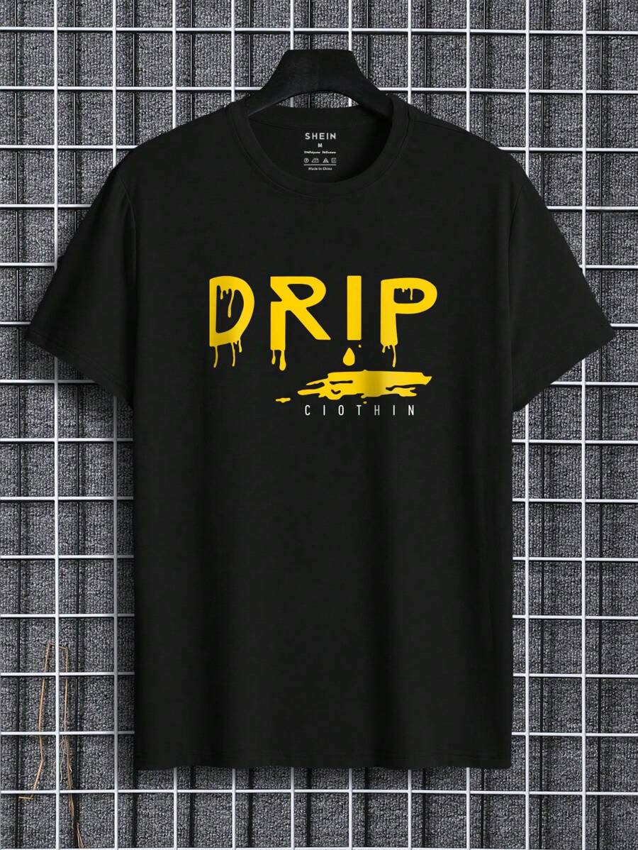 Men Letter Graphic Tee - Black - View 1