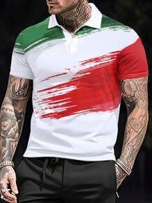 Manfinity Homme 男士筆刷圖案POLO衫 - 彩色 - 查看 3