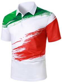 Manfinity Homme 男士筆刷圖案POLO衫 - 彩色 - 查看 4