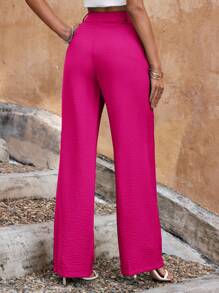 EURMUSE High Waist Wide Leg Trousers - Hot Pink - View 2