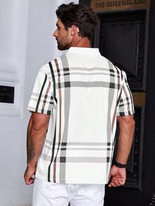 Manfinity Homme Men Plus Plaid Print Polo Shirt - White - View 2