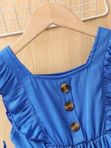 SHEIN Young Girl Ruffle Trim Button Front Dress