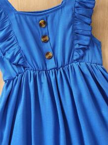 SHEIN Young Girl Ruffle Trim Button Front Dress