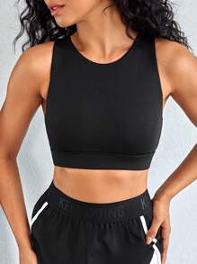 後鏤空運動型文胸 - 黑色 - 查看 3