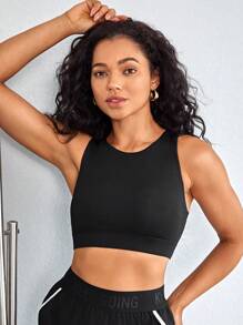 後鏤空運動型文胸 - 黑色 - 查看 5
