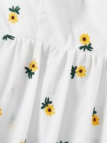 SHEIN VCAY Plus Floral Embroidery Butterfly Sleeve Peplum Blouse - Multicolor - View 4