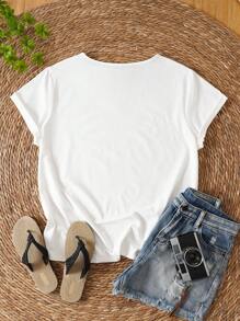 INAWLY Plus Letter Graphic Tee - White - View 2