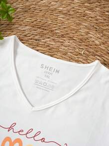 INAWLY Plus Letter Graphic Tee - White - View 3