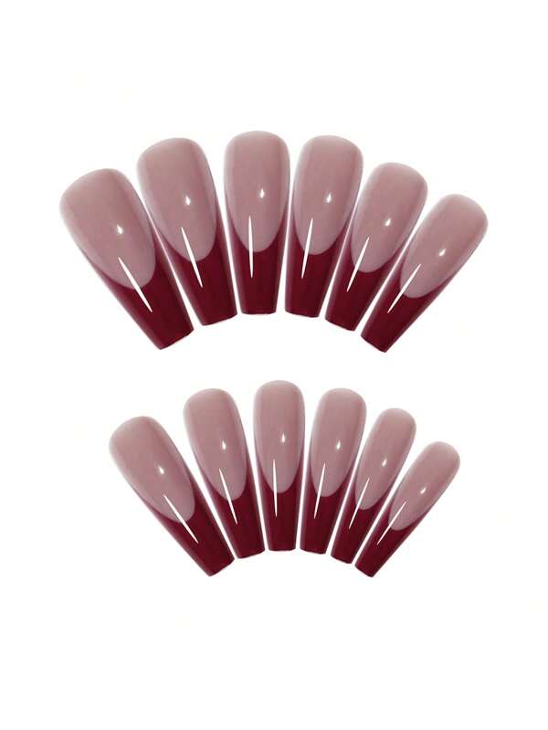 Transform Your Nails with 24pcs Red French Fake Nail & 1sheet Tape