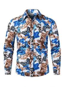 NITAGUT 男士蝴蝶圖案前排扣襯衫 - 彩色 - 查看 1