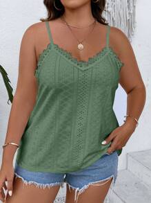 SHEIN Holidaya 大碼網眼刺繡蕾絲拼接吊帶上衣