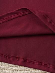 INAWLY Plus Solid V Neck Tee - Burgundy - View 4