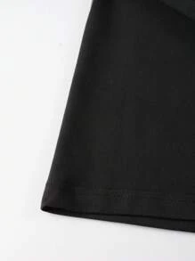 Manfinity Chillmode Hombres Camiseta de hombros caídos con estampado de slogan y dibujos animados - Negro - Ver 5